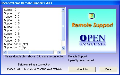 Open Systems Remote Support (VNC)